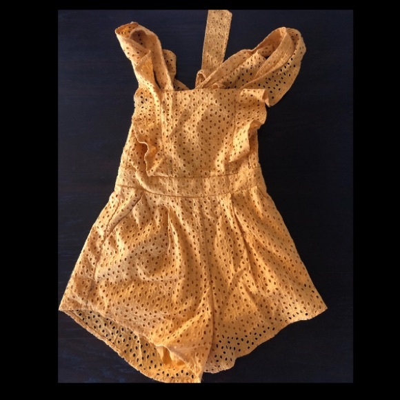Yellow Eyelet Ruffle Romper - Picture 6 of 6